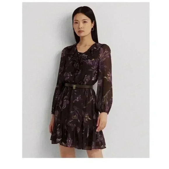 Lauren Ralph Lauren Dresses & Skirts - Lauren Ralph Lauren Women's Floral Ruffle-Trim Dress Size 6 Multicolor